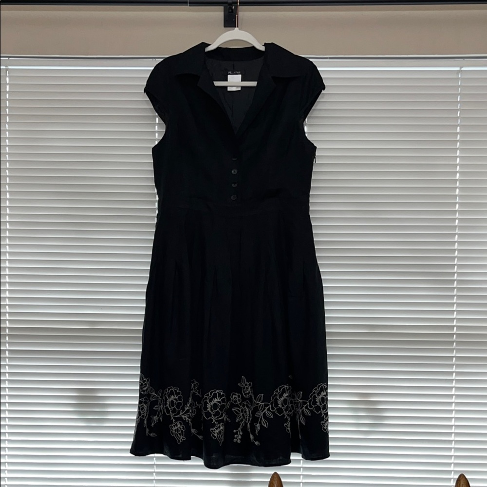 P.S.Style Black Floral Embroidered Dress